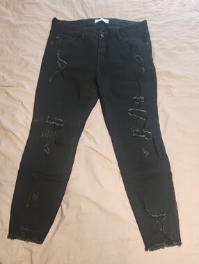 KanCan Distressed Black Skinny Jeans Size 13/30
